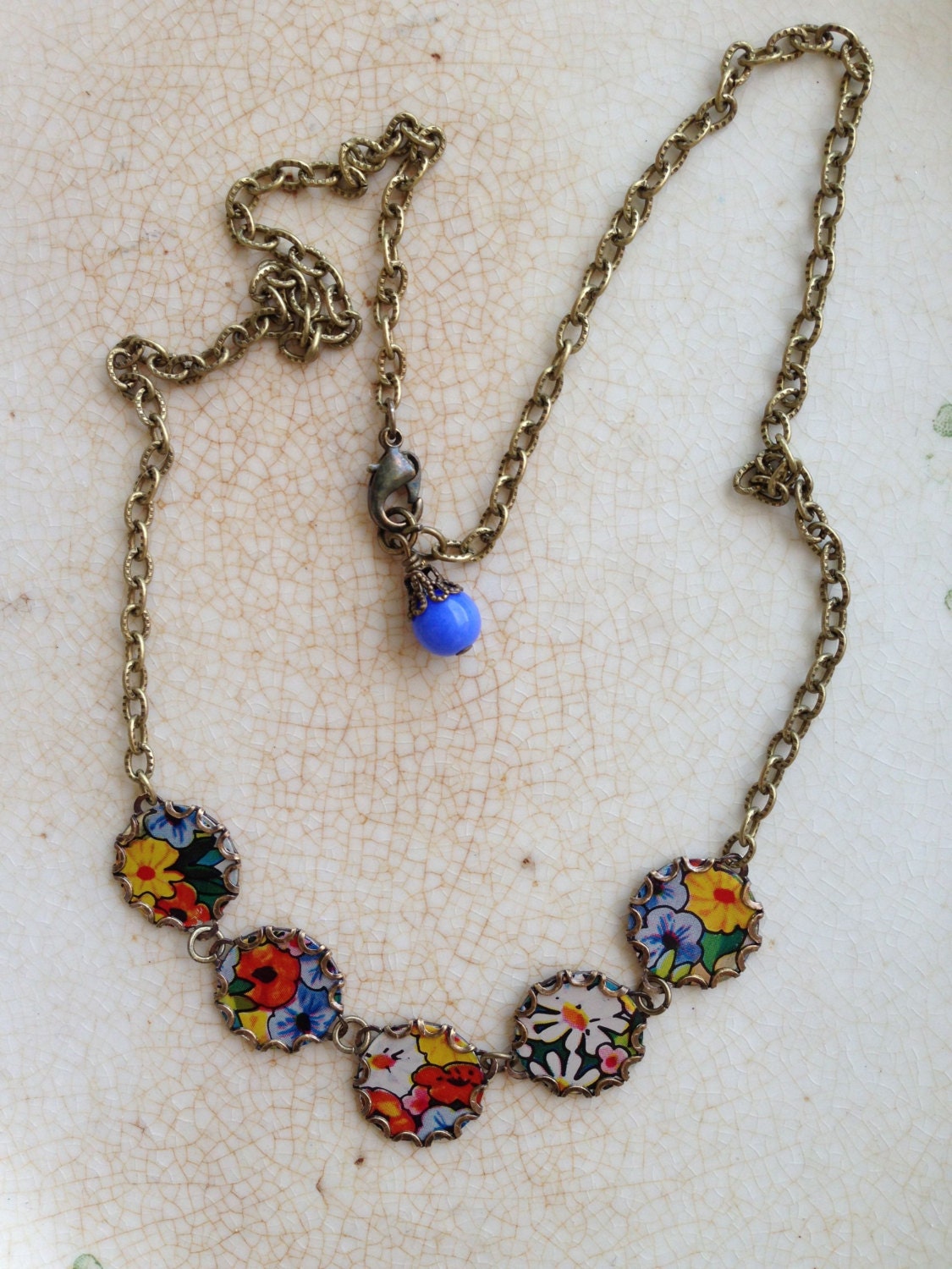 Tin Jewelry Necklace "Field of Flowers" Tin for the Ten Year Anniversary