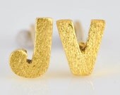 14k Gold initial earrings, alphabet earrings, letter earrings, personalized earrings, sterling silver earrings, name earrings, gold earrings