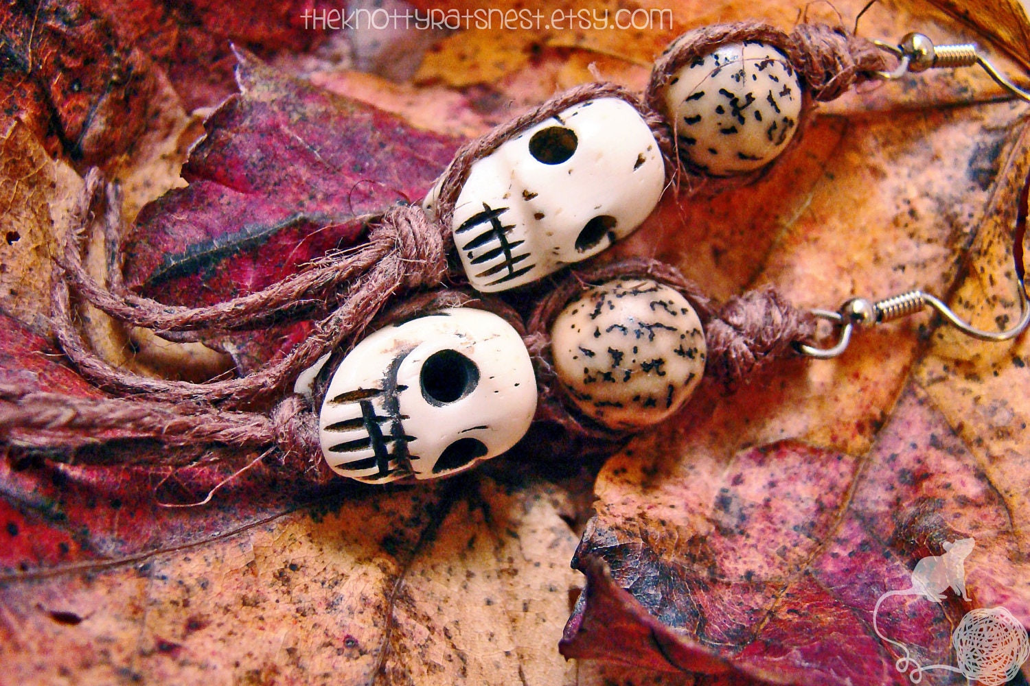 Hemp Skull Earrings