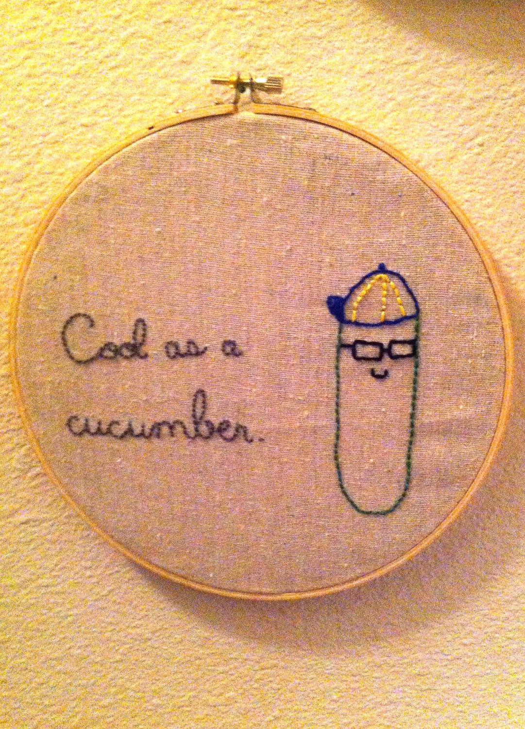 Cool As A Cucumber 8in Embroidered Art