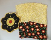 Set of 4 - Sunshine Morning Eggs Dish Towels, Tea Towels, Kitchen Towels, Cotton Towels, Farmhouse, Country Farmgirl,  Flower Garden Fresh