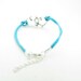 Blue Rope Steampunk Bracelet Heart to Heart adjustable Vintage silver UnisexBow and Heart to Heart Bracelett 1183S