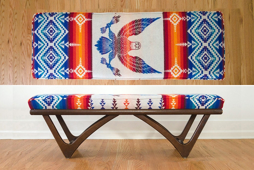 Mid Century Adrian Pearsall Style Vintage Camp Blanket Upholstered Bench