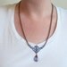 Filigree Patina Necklace and Wire Wrapped Pendant - Blue, Purple, and Copper