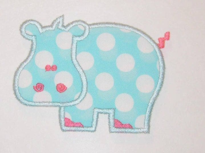 Appliqued Hippo T-Shirt Onesie Bodysuit or Newborn Gown