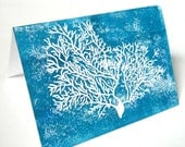 Neuron Greetings Card.  Lino print card - purkinje cell.  Monochrome