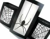 Halloween Table Luminaries -- Spider Party Decorations - Black and White - Home Decor