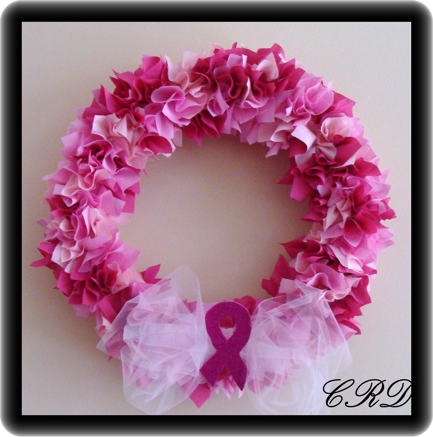 Breast Cancer Pink Ribbon Awareness Wreath