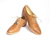 honey brown derby shoes cuban heel - FREE WORLDWIDE SHIPPING