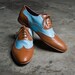 brown and blue oxford brogue shoes - FREE WORLDWIDE SHIPPING