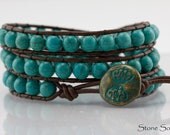 Southwestern Turquoise Leather Wrap Bracelet - Chan Luu Style