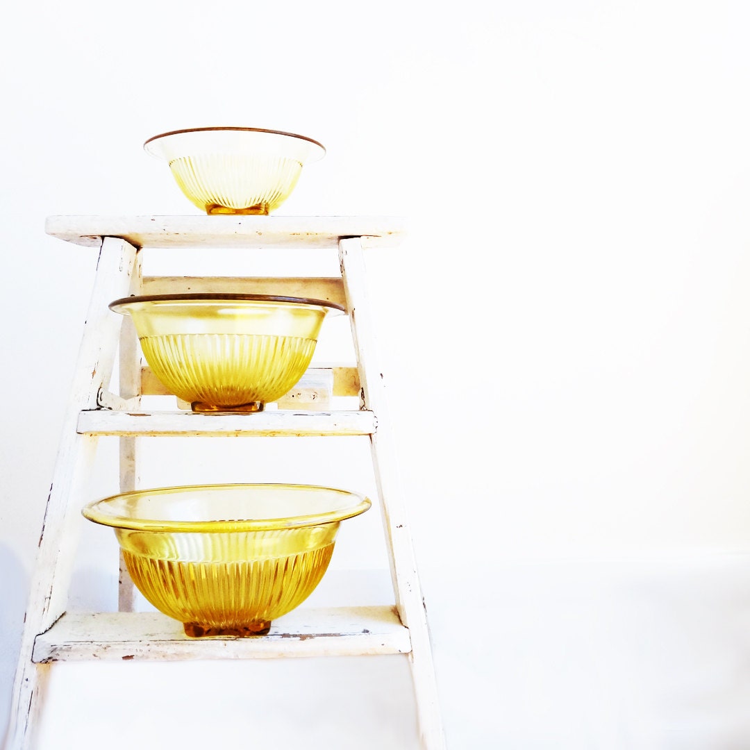 Hazel Atlas Pillar Optic Yellow Bowls