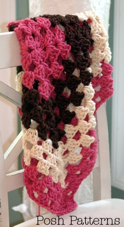 Crochet PATTERN - Crochet Baby Blanket Pattern - Newborn Granny Square Blanket - Instant Download PDF 268 - Photo Prop Pattern