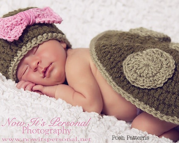Crochet PATTERN -Newborn Hat and Shell Little Turtle Photo Prop Set Pattern - Instant Download PDF 160 - Photography Prop Pattern
