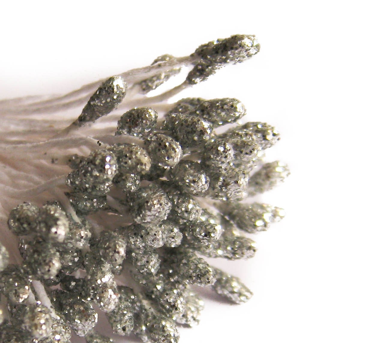 Silver Gray Glitter Millinery Flower Stamens