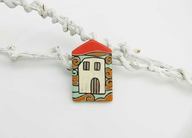 Little House Brooch Wood Pin