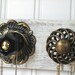 Jewelry Storage / Necklace Organizer with 5 Black and Brass Knobs
