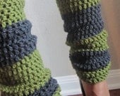 Crochet Legwarmers - Olive Green & Gray - MOMO