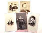 Antique Cabinet Card Set 5 Original Vintage Photographs Men, Women and Children