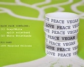 LOVE PEACE VEGAN : Wristbands (Pack of 3 - Model 5)