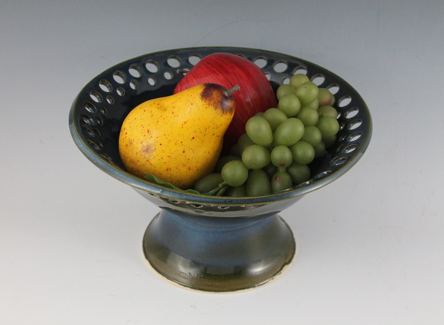 Blue Pedestal Bowl - Fruit Bowl - Mother's Day gift