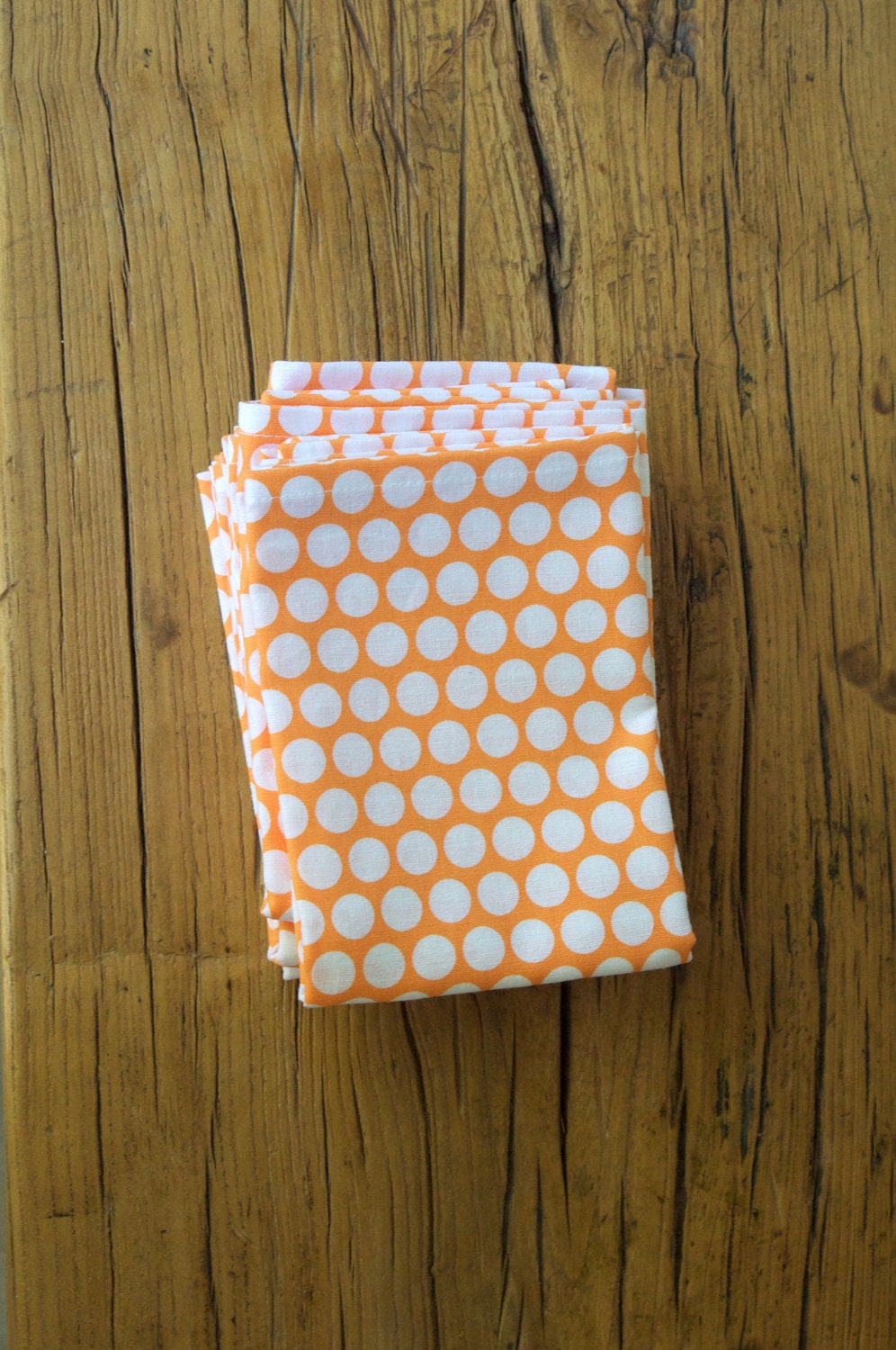 Cotton/Linen Tea Towel, Hand Printed Bitty Dot in Melon