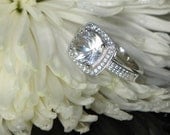 Herkimer Diamond Ring with White Topaz Halo Style Micro Pave