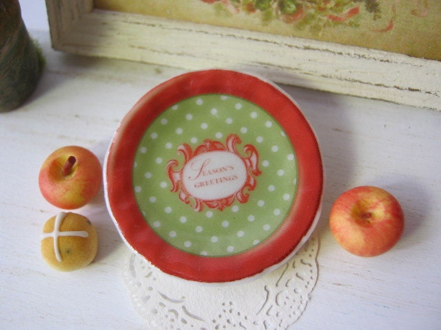 Seasons Greetings Plate for Dollhouse