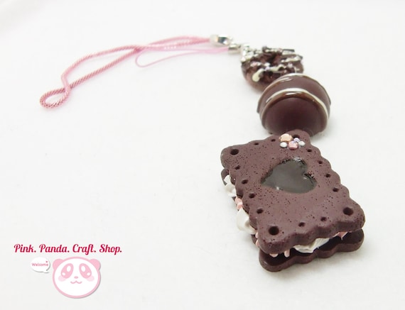 Polymer clay chocolate lover phone charm / keychain