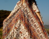 Bohemian Earthy Colors One of a Kind Vintage Indian Cotton Handmade Kaftan L/XL