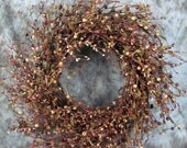Rustic Wreath - Primitive Wreath - Warm Brown Mix Berry Primitive Wreath - Prim Home Decor - Rustic Cabin - Gift