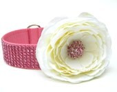 Dog Collar Flower Add-on Pink and Cream Dog Collar Flower