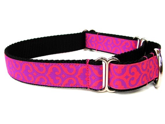 Martingale Dog Collar Pink and Purple matching flower available