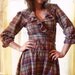 10 Dollar Dress Sale - 1970s Vintage Neutral Plaid Ruffle Long-Sleeve Dress - Ho-Down Line Dancin' Dress
