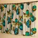 Linen kitchen cafe curtains with rings and pinch pleats, set of 2, 1960's-1970's.