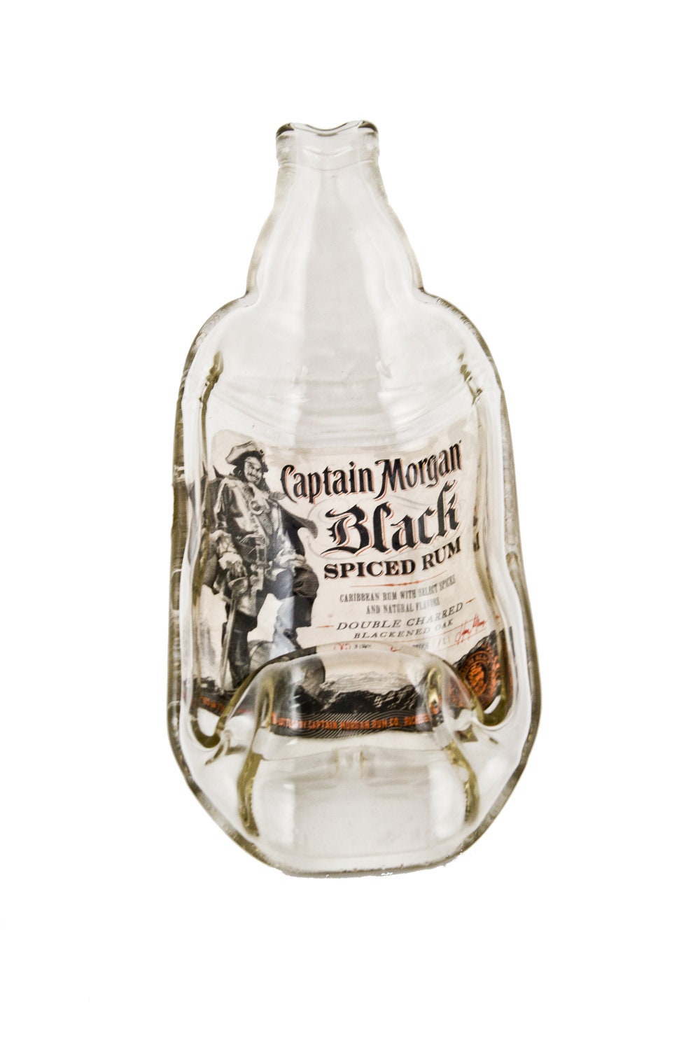 Captain Morgan Black Bottle Melted Into a Dish
