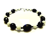 Black & White Glass Bead Necklace Choker Mad Men Necklace