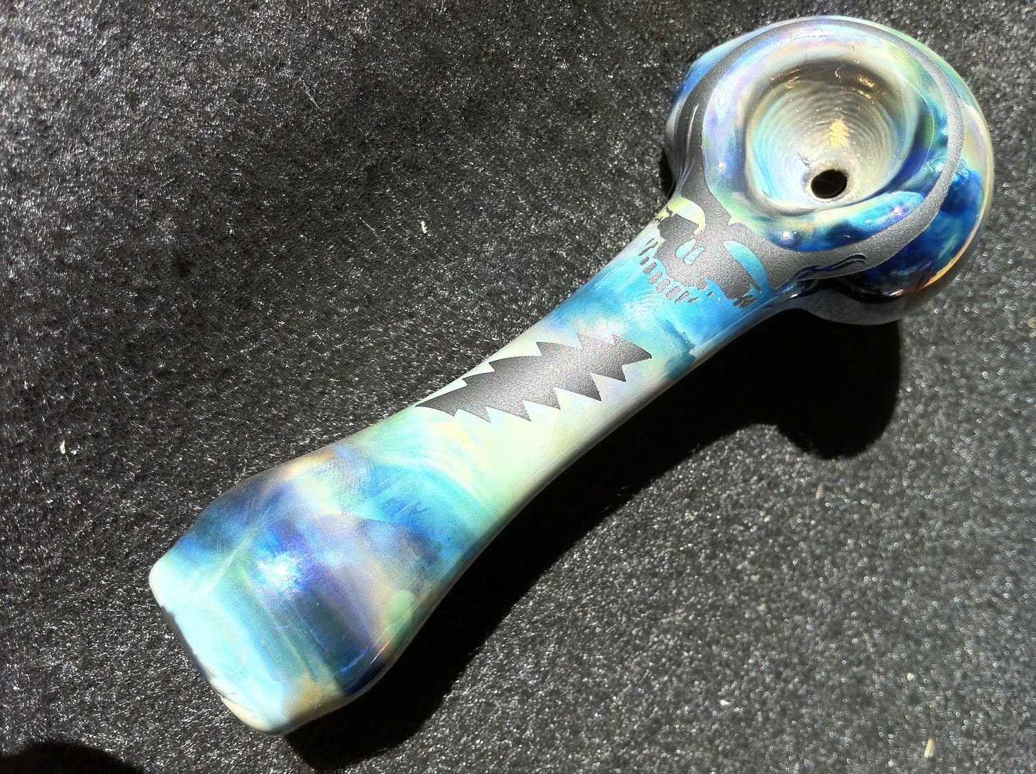 Rainbow Steali................Black Glass Pipe..........Grateful Dead Love...Thirteen pointer Down Stem