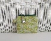 Coin Purse /  Zippered Change Purse / Padded Green Change Purse