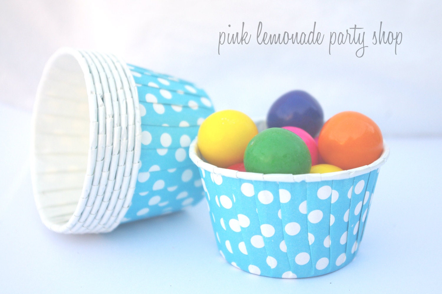 CooL BLue with WHiTe DoT NuT/CANDy/PoRTiON CuPS-Gumballs, Snacks, Nuts, Cupcakes-Birthday Parties-Showers-25ct