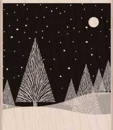 Hero Arts Winter Moon Wood Christmas Stamp - a2zscrapbooking