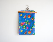 Vintage French 1970s Fabric //  bright flower design // neon pink, green, aqua, yellow and orange // spring colour trends // retro