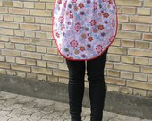 Pink floral waitress apron - women's half apron - 1950s retro style