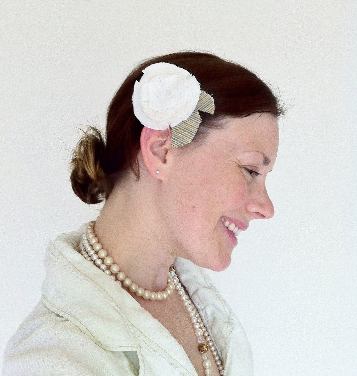 20% OFF Upcycled Fabric Wedding Flower Hair Clip-Boutonniere Pin