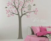 Flowering Tree Decal with Bird Cage