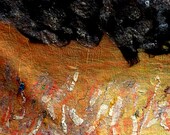 Textile Fiber Art Wall Hanging, Storm/Sunset, Nuno Felting, Merino, Alpaca, Silk