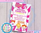 021 circus carnival invitations girl clown or thank you cards birthday party PRINTABLE DIGITAL pink baby shower girly 4x6