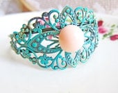 Turquoise Bracelet Aqua Bracelet Patina Verdigris Mint Green Pink Peach Victorian Bridesmaids Bracelet Aqua Blue Mint Wedding Something Blue