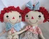Cloth Rag dolls-Blue and Rose Pink USA Boy & Girl