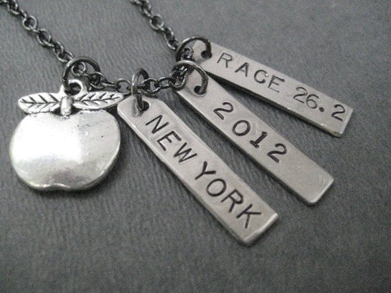 BIG APPLE New York City MARATHON Necklace - Choose your Date or Year - Race 26.2 New York City Marathon Necklace
